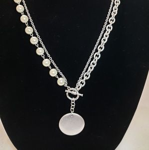 icon COLLECTION Silver Tone Necklace with Pearls